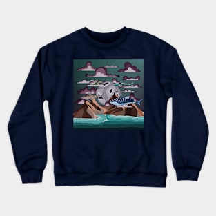 school of sharks in the sky Crewneck Sweatshirt